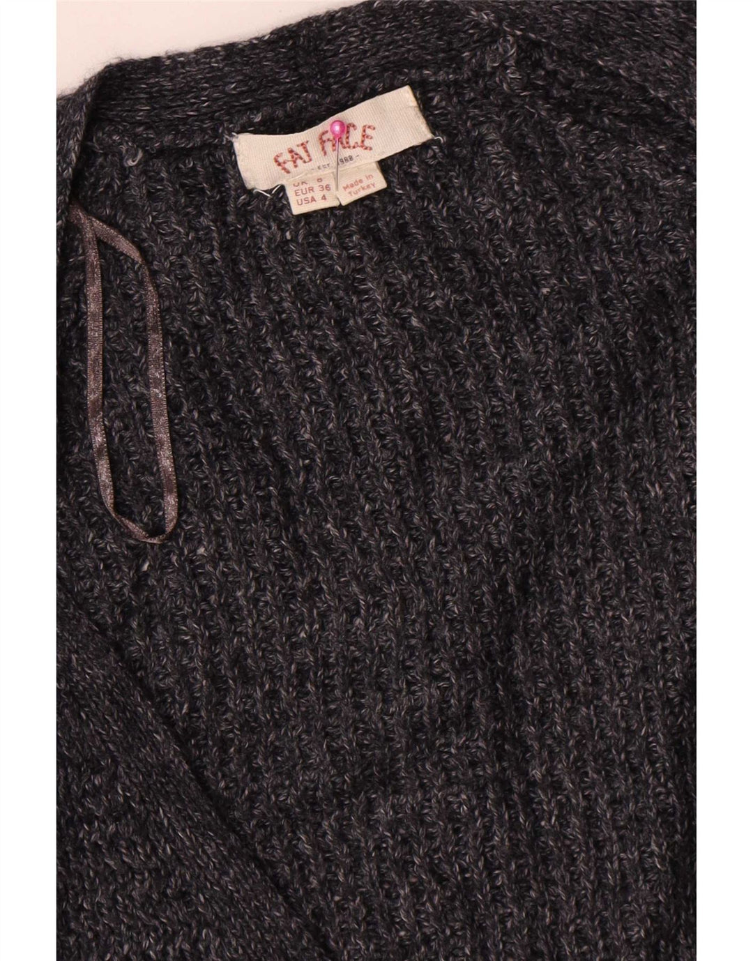 Maglione cardigan oversize lungo da donna Fat Face UK 8 piccolo acrilico grigio