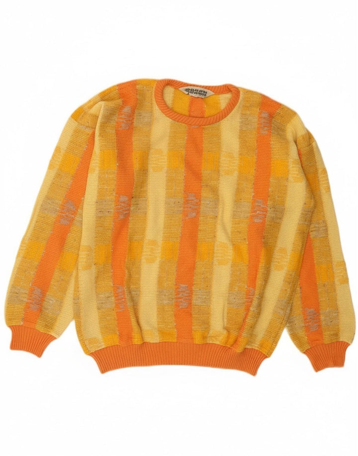 Maglione da uomo girocollo Boxer in cotone a righe gialle medie