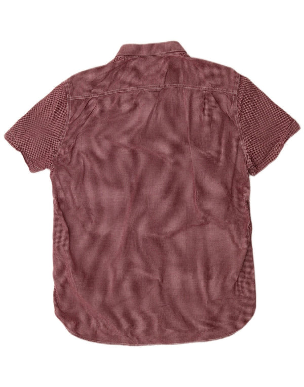 Camicia a maniche corte da uomo Superdry 2XL in cotone a quadretti bordeaux