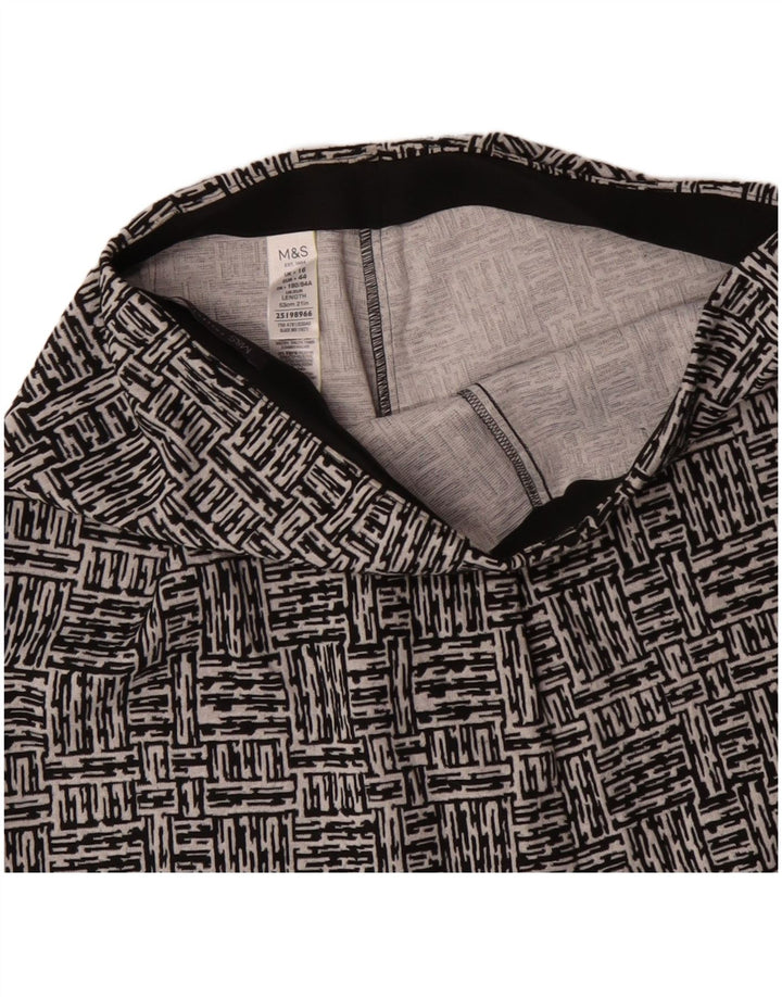 Gonna a trapezio da donna Marks & Spencer UK 16 grande W34 nera geometrica