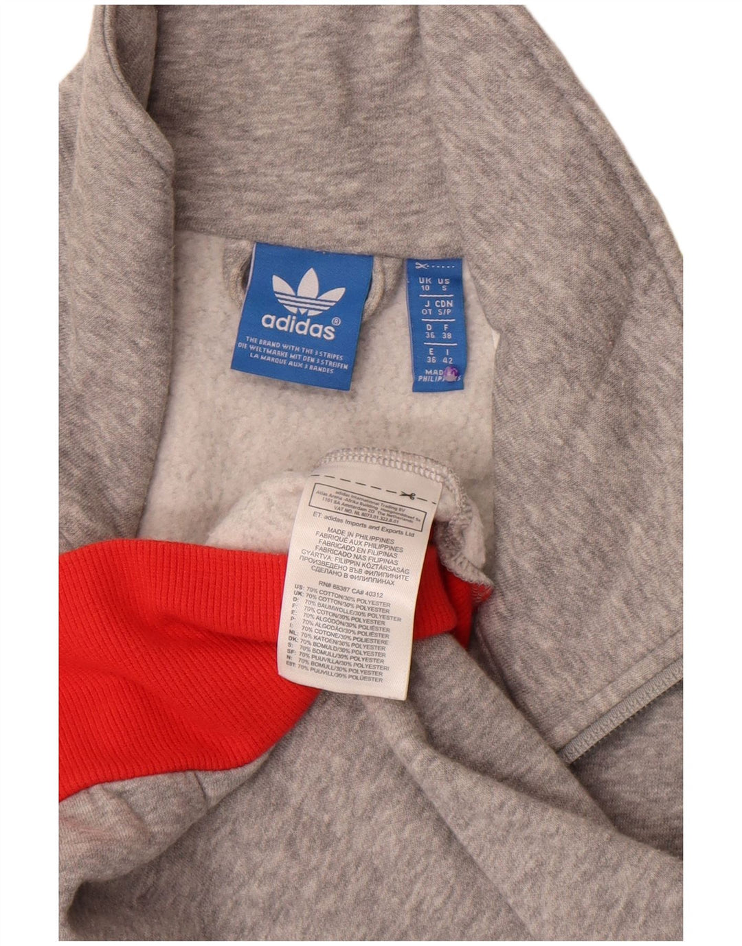 Giacca da ginnastica grafica da donna Adidas UK 10 Small Grey Colourblock