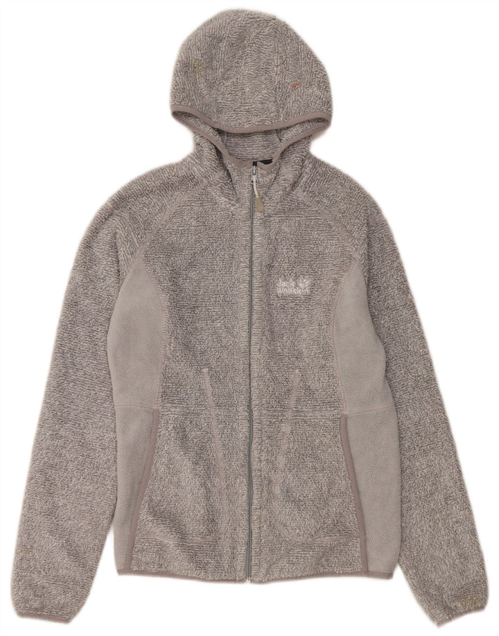 Giacca in pile con cappuccio da donna Jack Wolfskin UK 12 Poliestere grigio medio