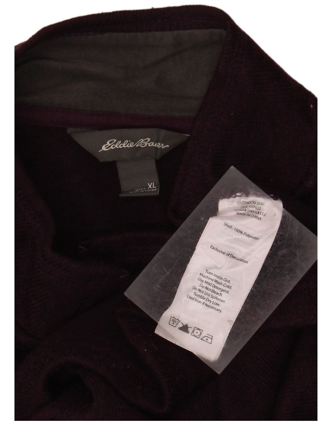 EDDIE BAUER Felpa con collo con zip da uomo Maglione XL Poliestere chiazzato viola