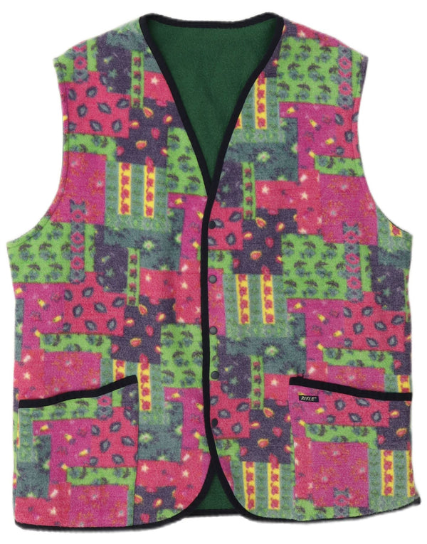 Gilet reversibile in pile da uomo Rifle UK 40 grande patchwork multicolore