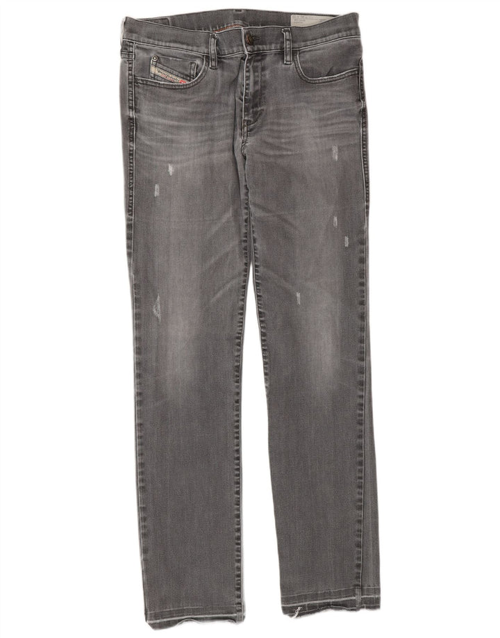 Jeans dritti slim regolari da donna Diesel W31 L32 cotone grigio