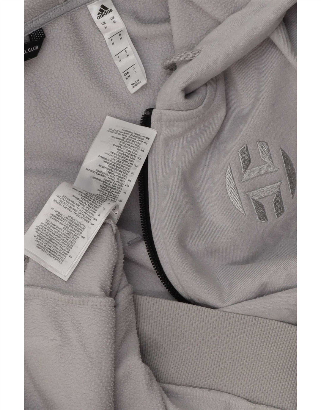 Maglione con cappuccio e zip da uomo Adidas in poliestere grigio medio