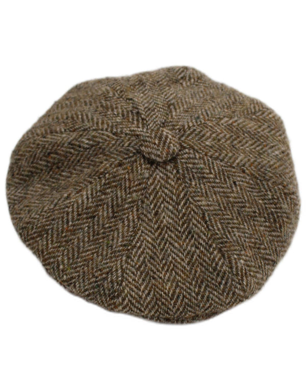 Coppola da uomo Harris Tweed piccola grigia a spina di pesce in lana nuova classica