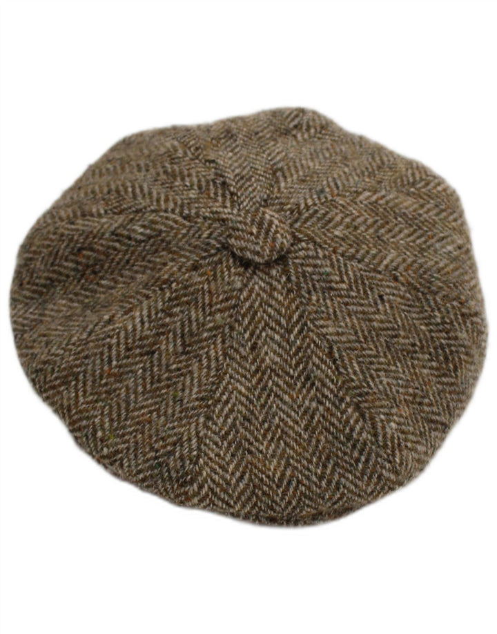 Coppola da uomo Harris Tweed piccola grigia a spina di pesce in lana nuova classica