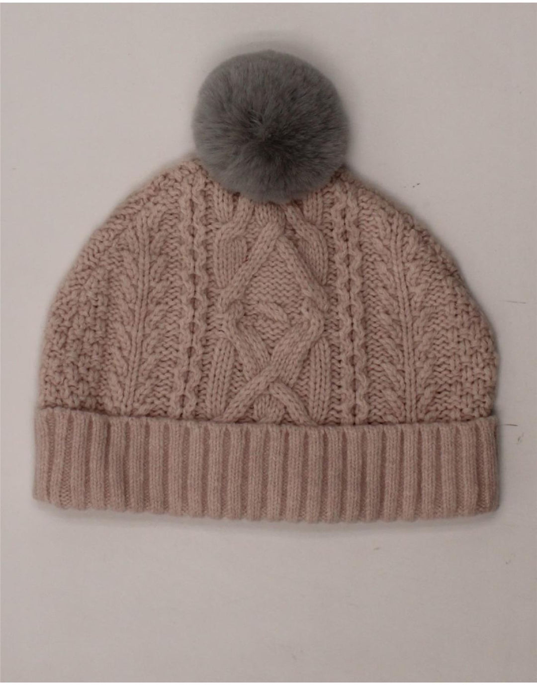 TED BAKER Womens Knit Bobble Hat One Size Beige Wool Winter