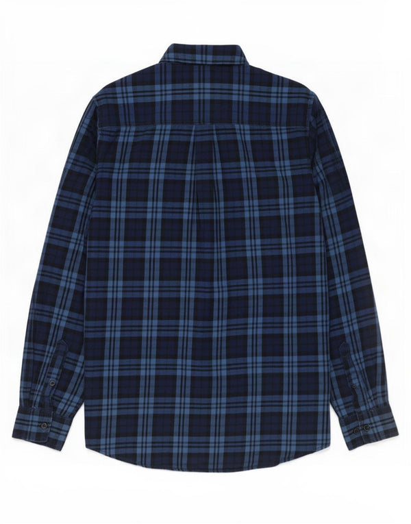 Jack & Jones Mens Flannel Shirt Large Navy Blue Check Cotton