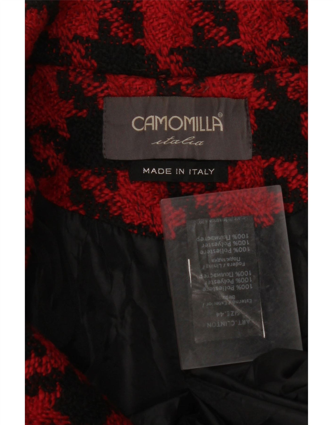 CAMOMILLA Cappotto Donna IT 44 Medio Rosso Pied De Poule Poliestere