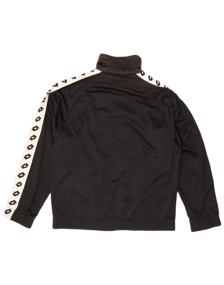 LOTTO Giacca da tuta grafica da uomo piccola in poliestere color block nero