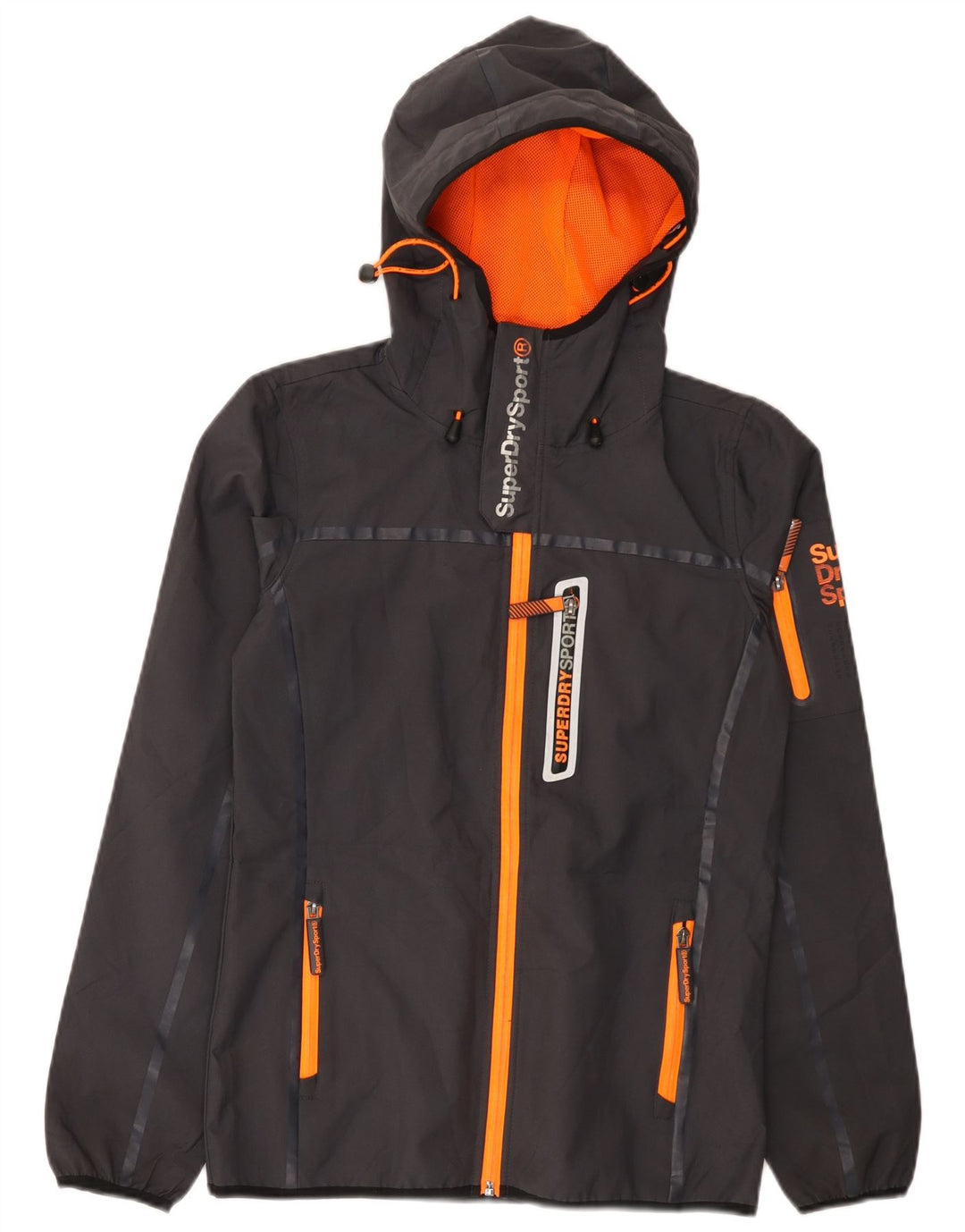 Giacca antipioggia da uomo con cappuccio grafico Superdry UK 34 XS poliestere grigio