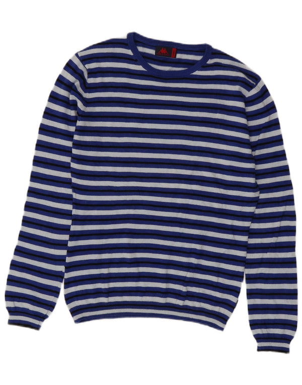 Maglione maglione girocollo da donna Kappa UK 14 cotone a righe grandi blu