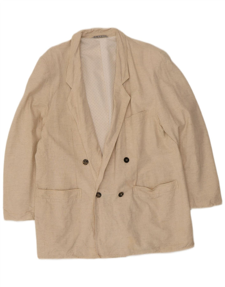 Giacca blazer doppiopetto vintage da uomo EU 46 piccolo cotone beige