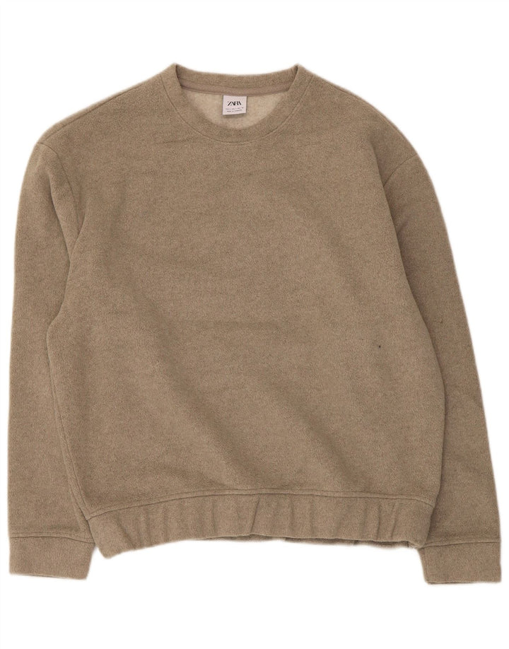Zara Uomo, vestibilità ampia, felpa, maglione, piccolo, beige, in poliestere
