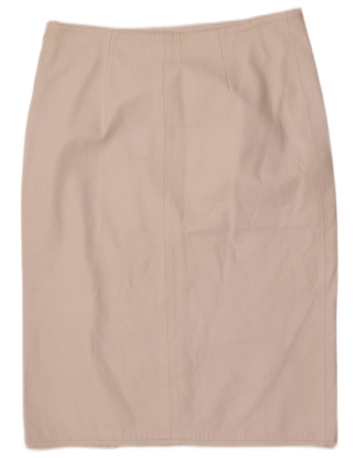 Gonna in pelle vintage da donna IT 48 XL W32 Bianca