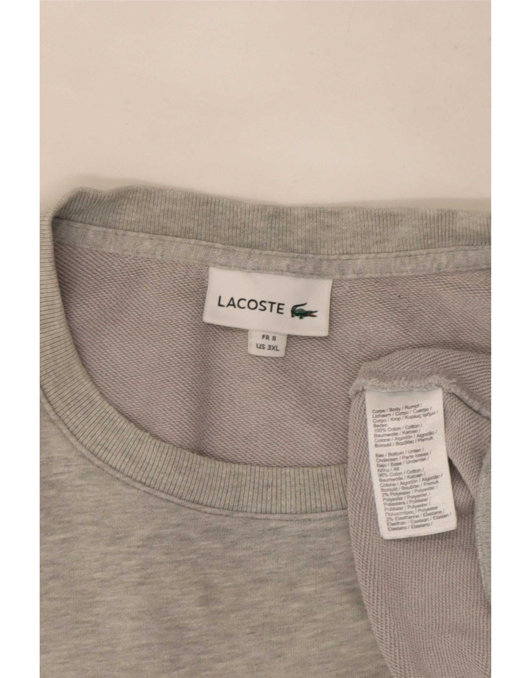 Felpa da uomo Lacoste maglione taglia 8 3XL cotone chiazzato grigio