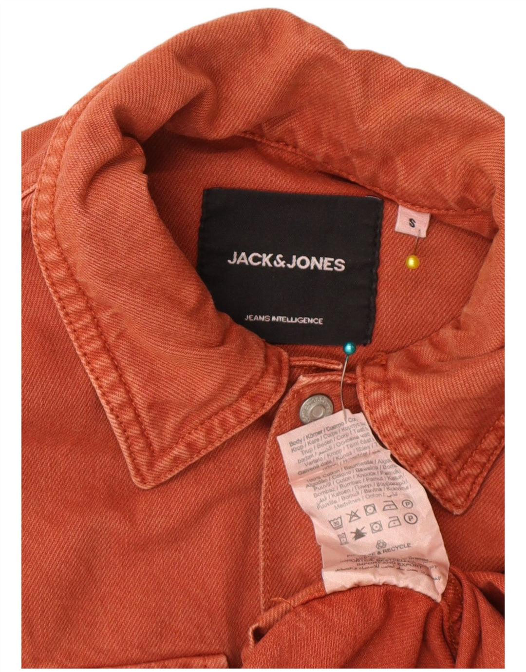 Camicia di jeans da uomo Jack & Jones piccola in cotone marrone