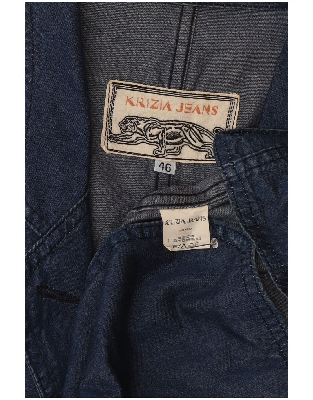 Giacca Blazer in Denim a 1 Bottone da Donna Krizia Jeans IT 46 Large in Cotone Blu
