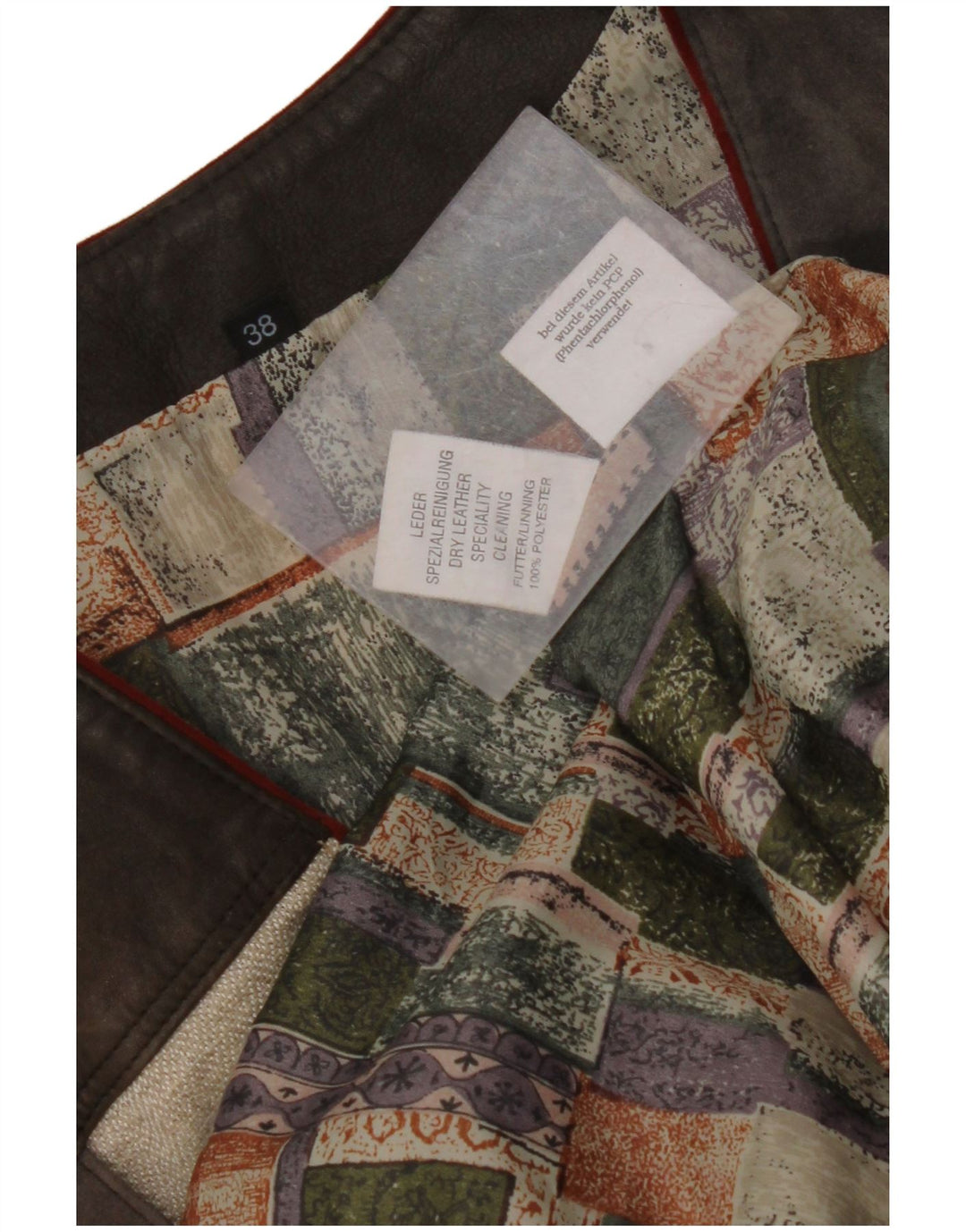 Gilet da donna VINTAGE in pelle scamosciata con grafica EU 38 Medium multicolore Colourblock