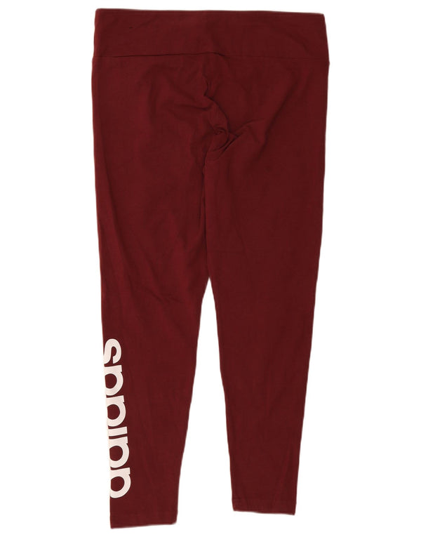 Leggings grafici da donna Adidas UK 20/22 XL Borgogna cotone