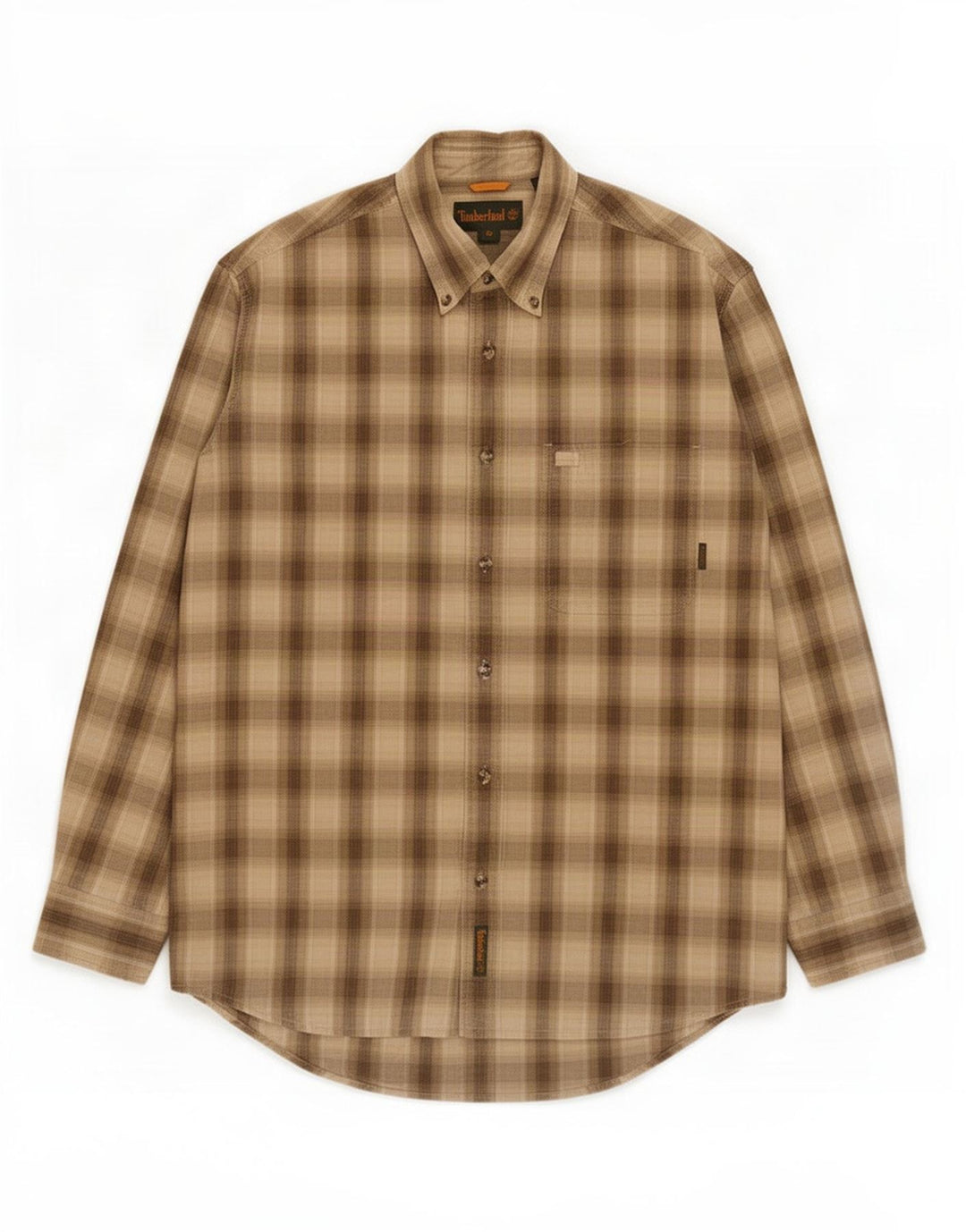 Camicia in flanella da uomo Timberland, cotone a quadri kaki medio
