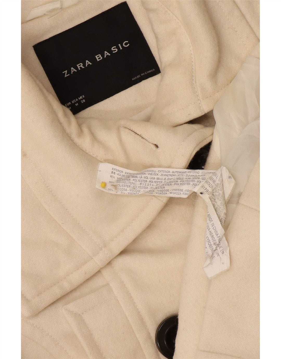 Cappotto da marinaio da donna Zara UK 12 medio in lana bianco sporco