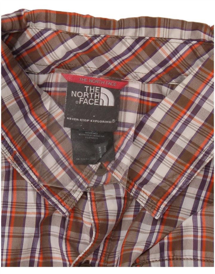 THE NORTH FACE Camicia a maniche corte da uomo XL Nylon a quadri marrone