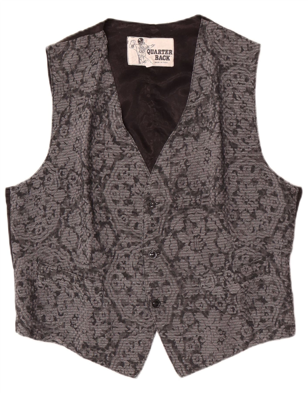 Gilet da uomo vintage grande floreale grigio