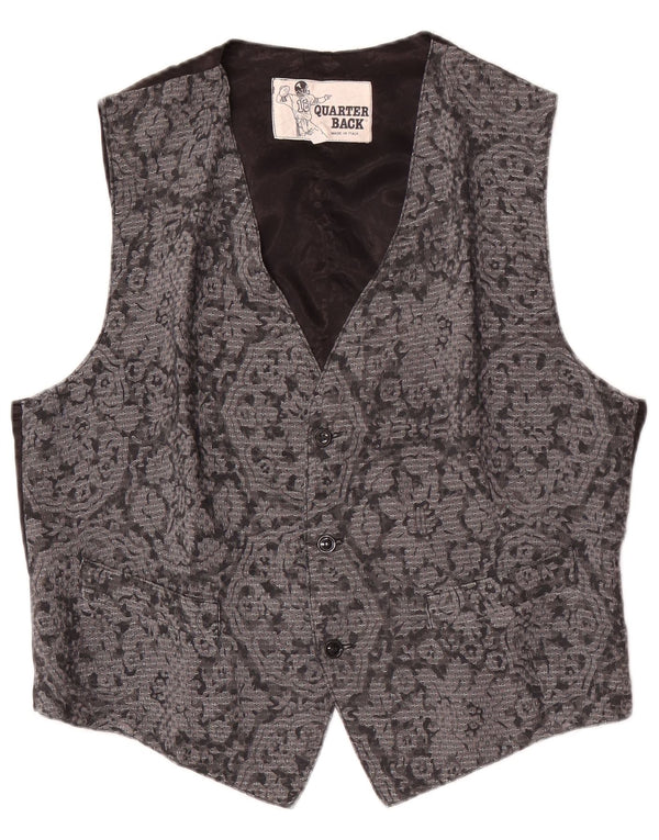 Gilet da uomo vintage grande floreale grigio