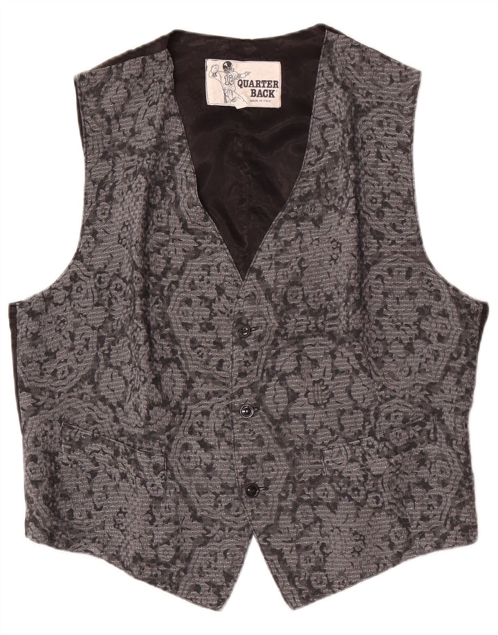 Gilet da uomo vintage grande floreale grigio