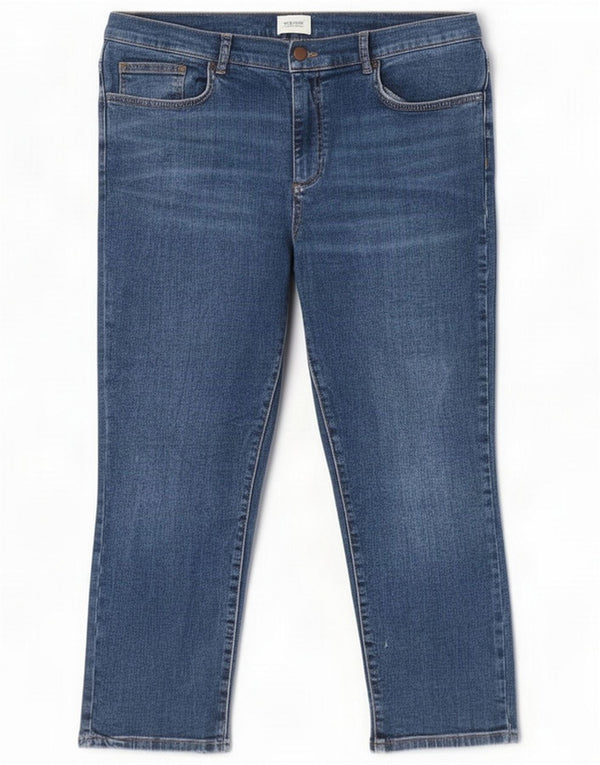 White Stuff Womens Crop Straight Jeans UK 16 Large W34 L24 Blue Cotton