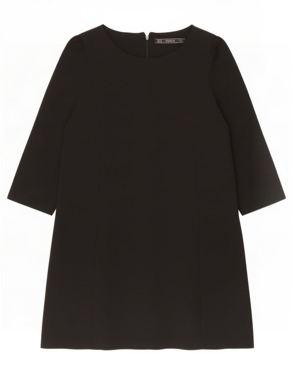 Zara Womens Trafaluc 3/4 Sleeve A-Line Dress UK 12 Medium Black