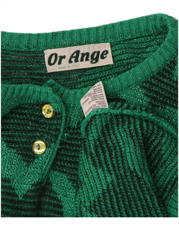 Maglione girocollo da donna vintage con motivo astratto girocollo UK 16 grande verde