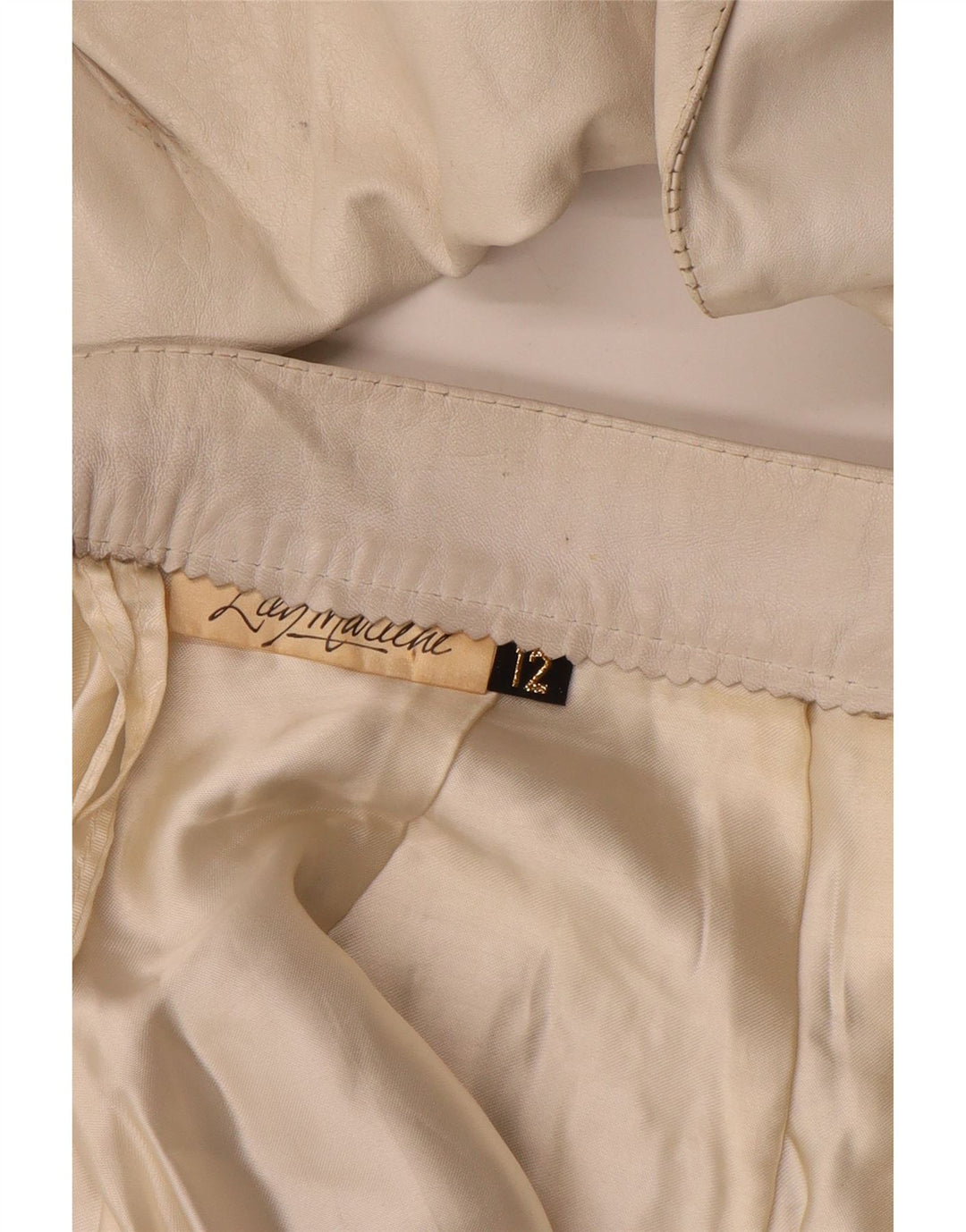 Set gonna vintage in pelle da donna in 2 pezzi UK 12 medio W26 bianco sporco