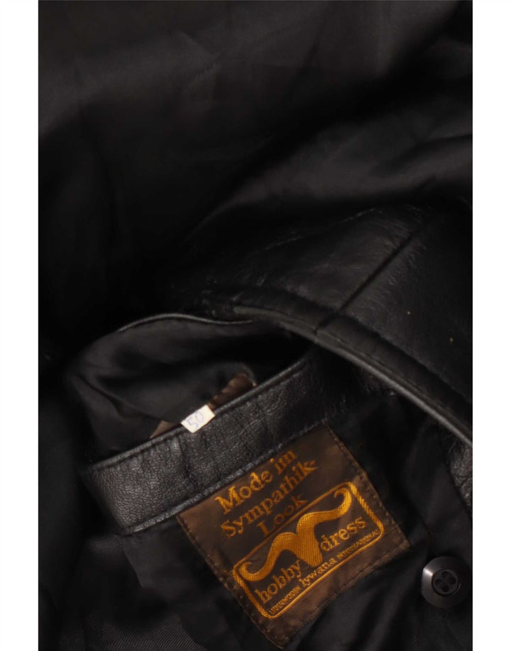 Cappotto vintage da uomo in pelle doppio petto IT 50 grande nero