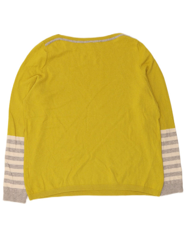 Maglione maglione con scollo a barca da donna Boden UK 12 Cotone a righe gialle medie