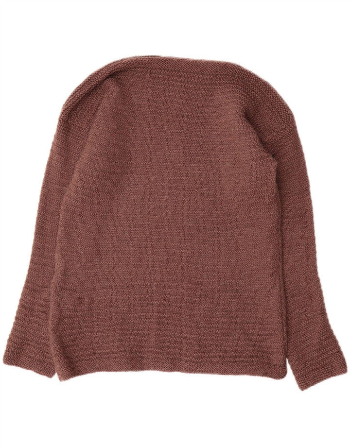 Maglione maglione vintage da donna con scollo a barca UK 14 Marrone medio