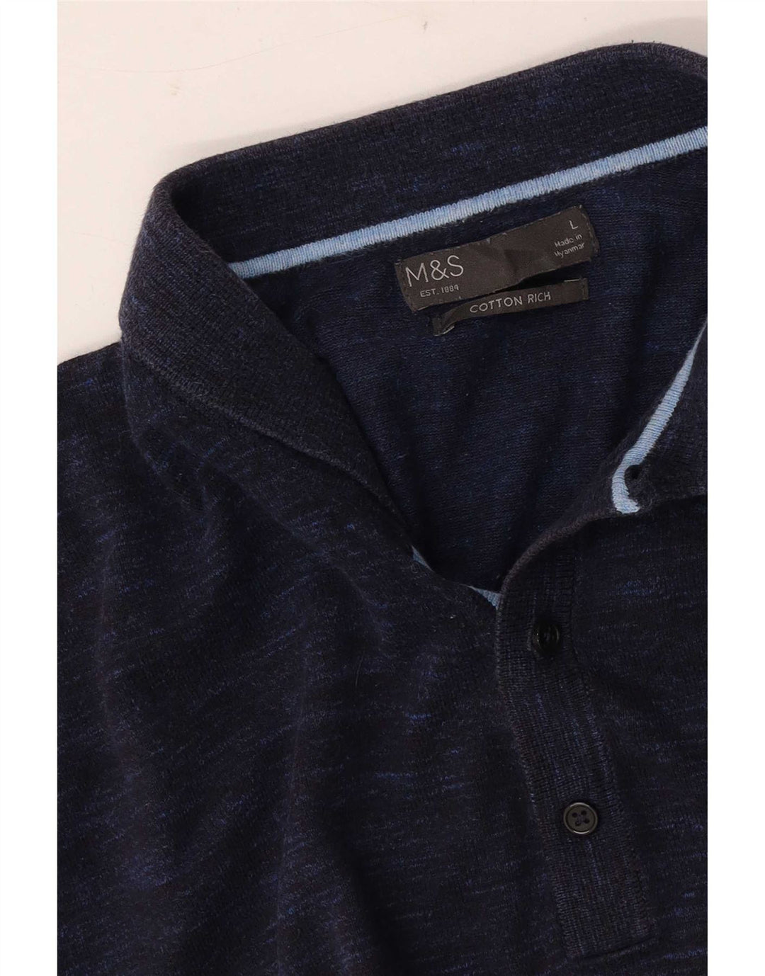 Polo a maniche corte da uomo Marks & Spencer grande blu navy screziato