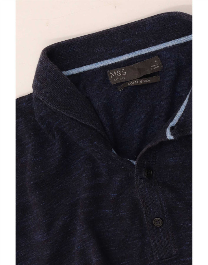 Polo a maniche corte da uomo Marks & Spencer grande blu navy screziato