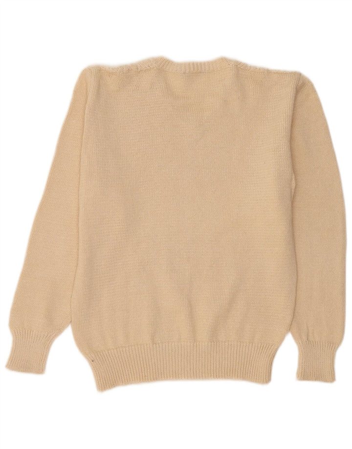 Maglione da donna con scollo a V Inis Meain UK 14 Argyle/diamante beige medio