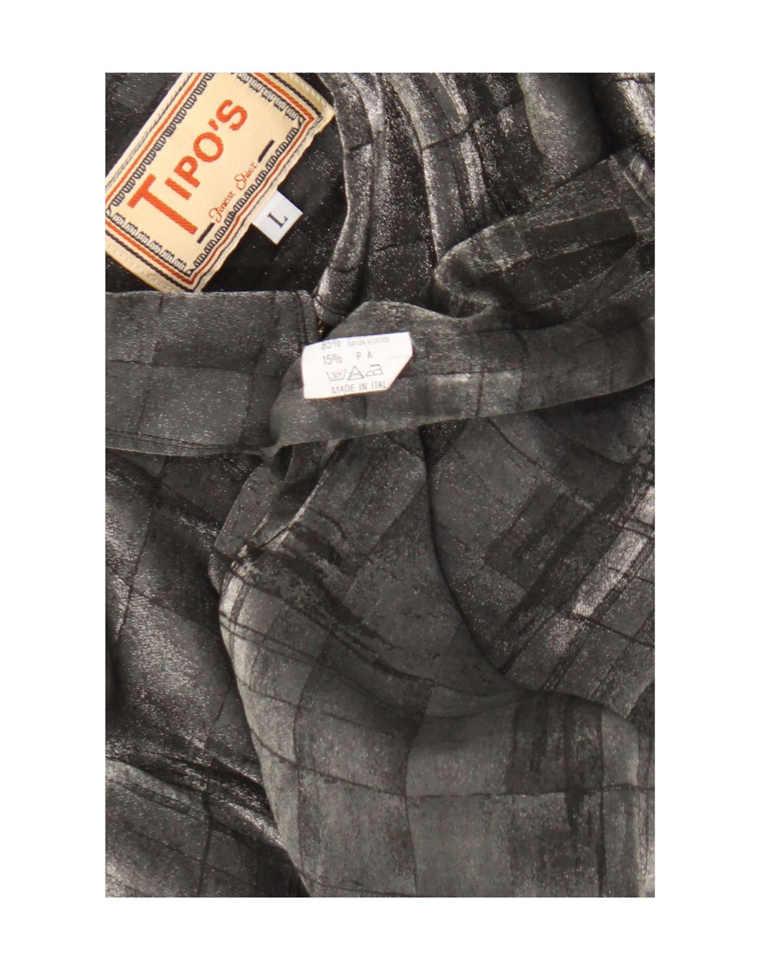 Camicia Uomo Tipo' S Large in viscosa geometrica grigia