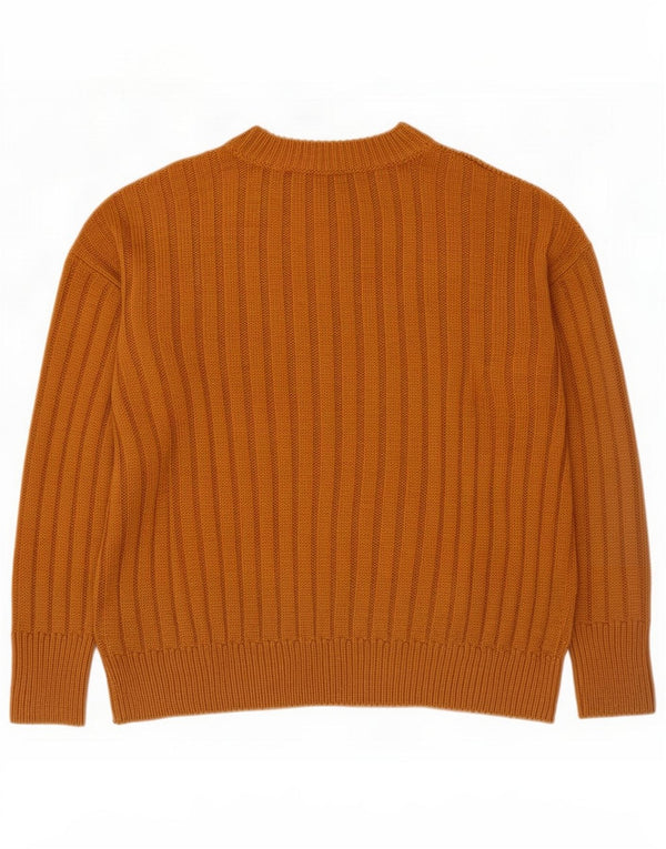Topshop Womens Oversized Crew Neck Jumper Sweater UK 10 Small Brown Acrylic