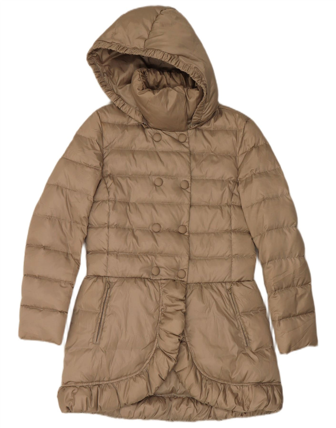 Cappotto imbottito doppiopetto con cappuccio da donna Sisley IT 42 Beige medio