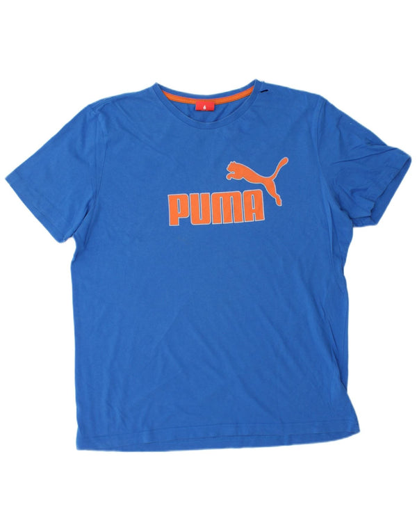 T-shirt grafica da uomo PUMA grande in cotone blu