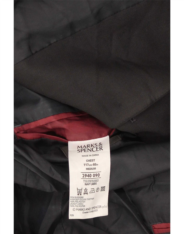 Giacca blazer a 3 bottoni da uomo Marks & Spencer UK 46 XL poliestere blu navy