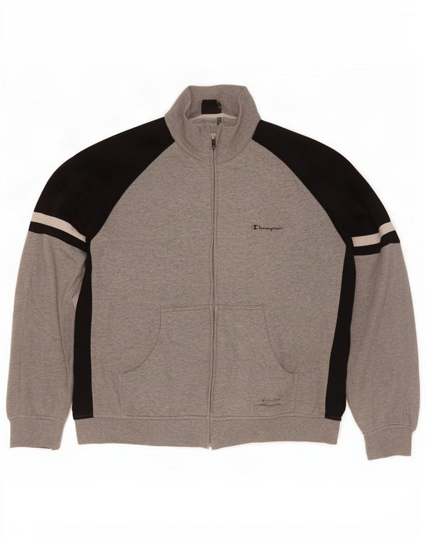 Giacca da tuta da uomo Champion XL in cotone color block grigio