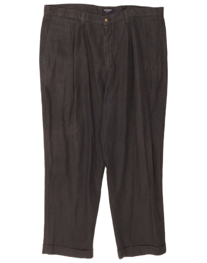 Pantaloni chino con pegging da uomo Dockers W40 L30 in lino nero