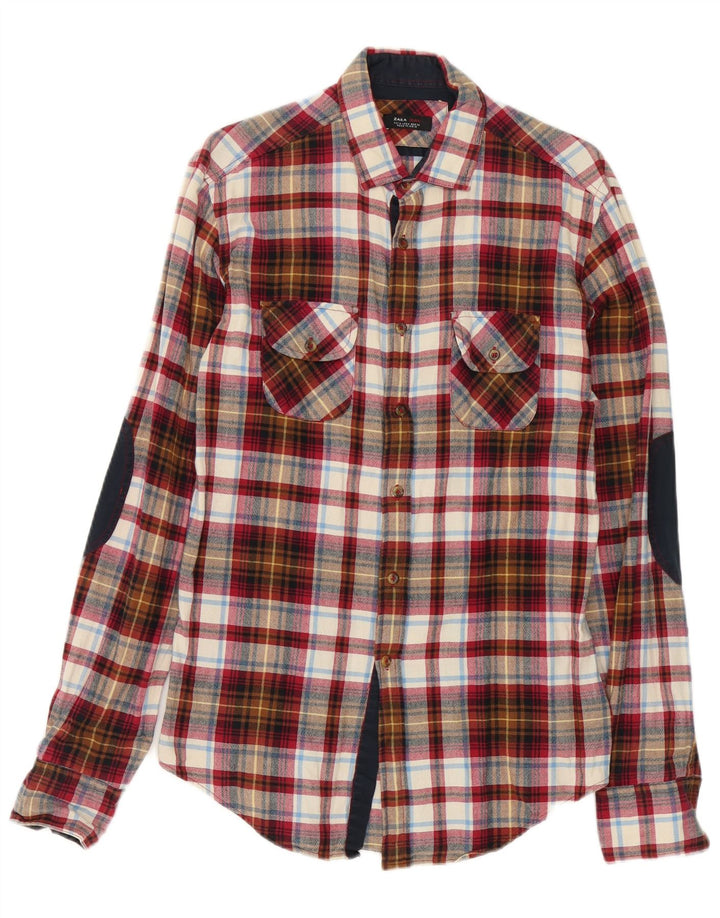 Camicia Zara da uomo in flanella di cotone a quadri multicolore medio